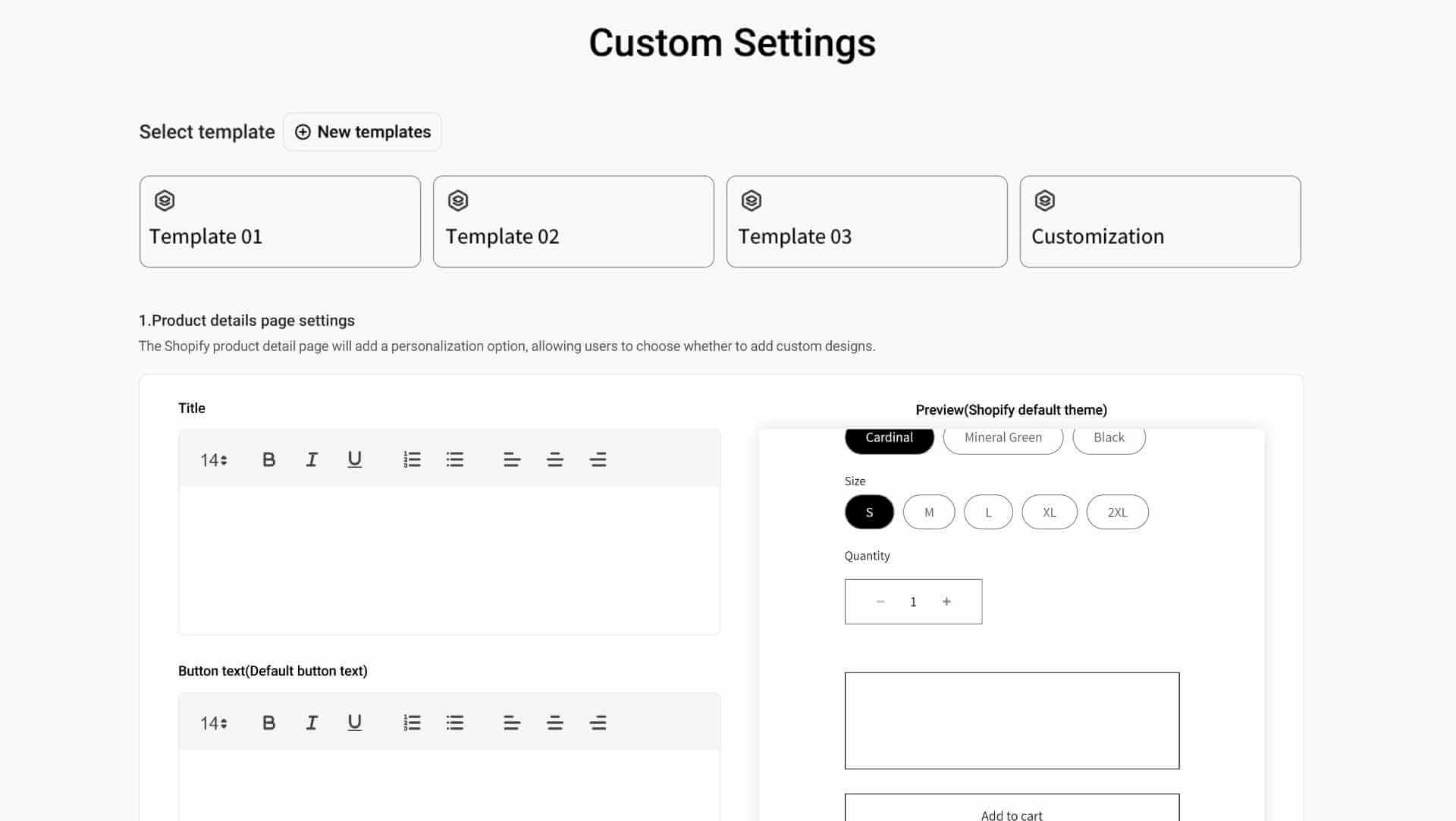 Set Up Custom Settings in PODpartner