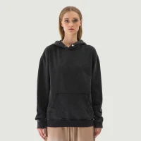380GSM Unisex Snow Wash Snap Collar Hoodie - thumbnail image 1