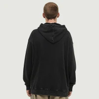 380GSM Unisex Snow Wash Snap Collar Hoodie - thumbnail image 2