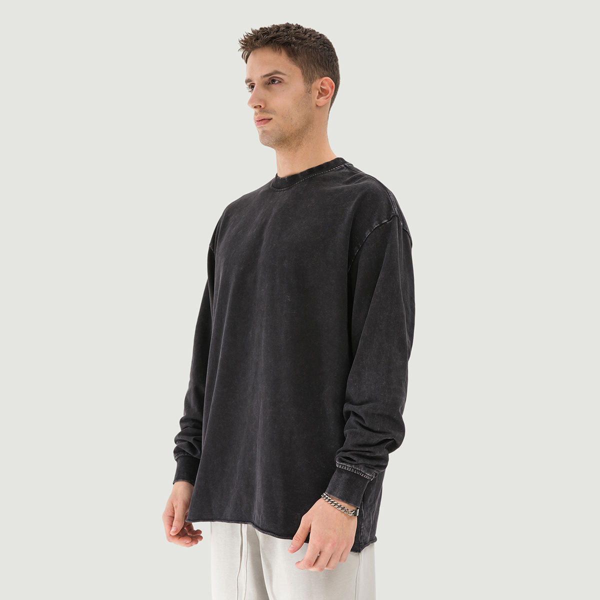 Faded Raw Hem Longsleeve