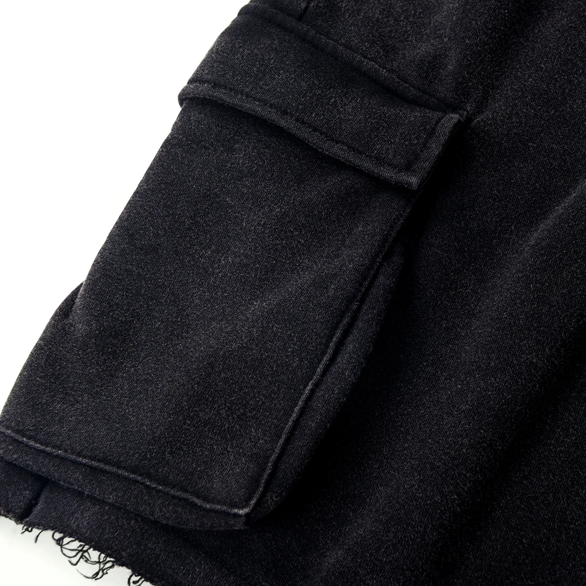 320GSM Unisex Snow Wash Raw Hem Cargo Shorts-Shorts-Men's clothing ...
