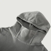 380GSM Unisex Washed Slit Hem Turtleneck Hoodie - thumbnail image 5