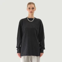 260GSM Unisex Raw Hem Faded Long Sleeve T-shirt - thumbnail image 1