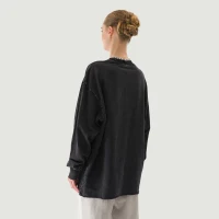 260GSM Unisex Raw Hem Faded Long Sleeve T-shirt - thumbnail image 2