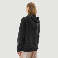 380GSM Unisex Snow Wash Snap Collar Hoodie - thumbnail image 2
