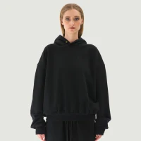 380GSM Unisex Single Snap Brushed Fleece Hoodie - thumbnail image 1