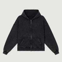 440GSM Unisex Snow Wash Full-zip Hoodie - thumbnail image 1