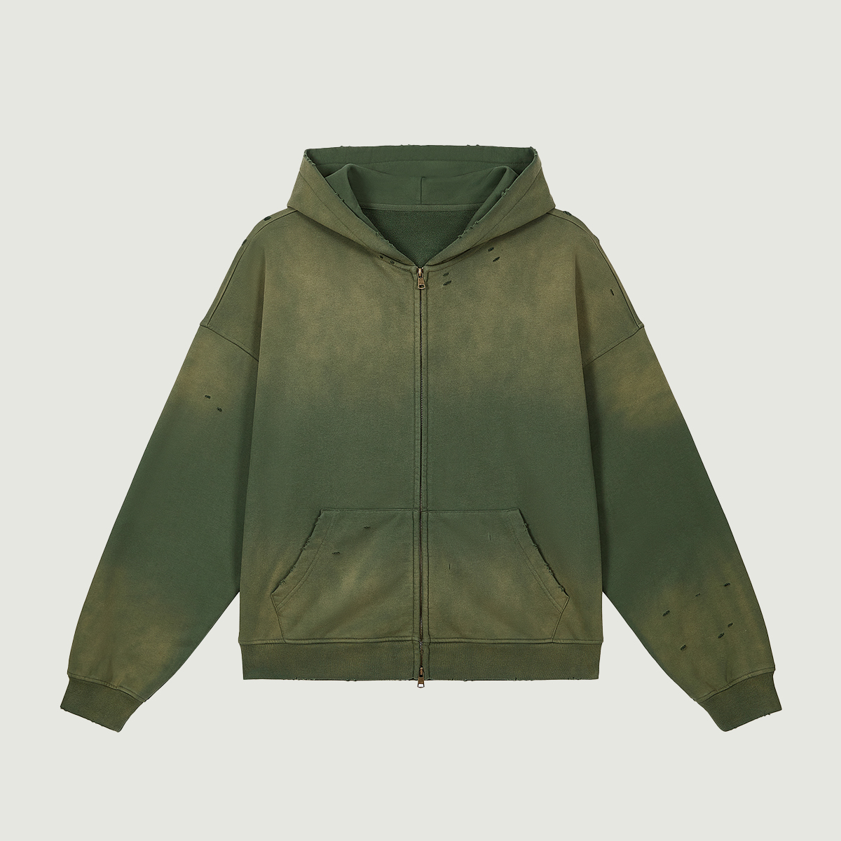 Unisex Sun Faded Distressed Full-zip Hoodie | PODpartner Unisex Sun Faded Distressed Full-zip Hoodie | PODpartner