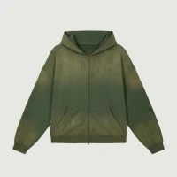 440GSM Unisex Sun Faded Distressed Full-zip Hoodie - thumbnail image 1