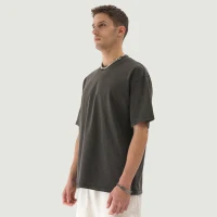 285GSM Unisex Oversized Washed Crew Neck T-shirt - thumbnail image 3