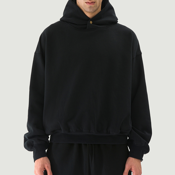 380GSM Unisex Single Snap Brushed Fleece Hoodie