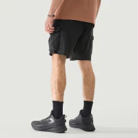 320GSM Unisex Snow Wash Raw Hem Cargo Shorts - thumbnail image 2
