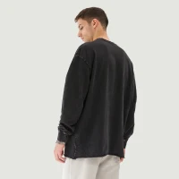 260GSM Unisex Raw Hem Faded Long Sleeve T-shirt - thumbnail image 2