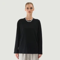 220GSM Unisex Crew Neck Long Sleeve T-shirt - thumbnail image 1