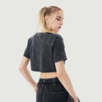 220GSM Women's Snow Wash Crop Top T-shirt - thumbnail image 2