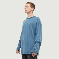 290GSM Unisex Reverse Seam Washed Long Sleeve T-shirt - thumbnail image 3