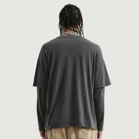 230GSM Unisex Faux-layered Faded Long Sleeve - thumbnail image 2