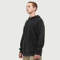 380GSM Unisex Snow Wash Snap Collar Hoodie - thumbnail image 3