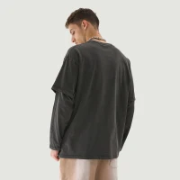 230GSM Unisex Faux-layered Faded Long Sleeve - thumbnail image 2