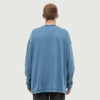 290GSM Unisex Reverse Seam Washed Long Sleeve T-shirt - thumbnail image 2