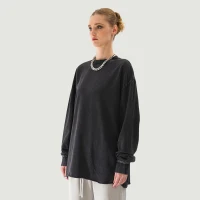 260GSM Unisex Raw Hem Faded Long Sleeve T-shirt - thumbnail image 3