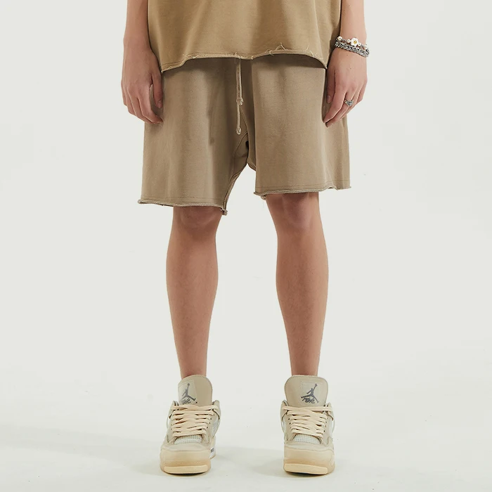 350GSM Unisex Raw Hem Washed Sweat Shorts