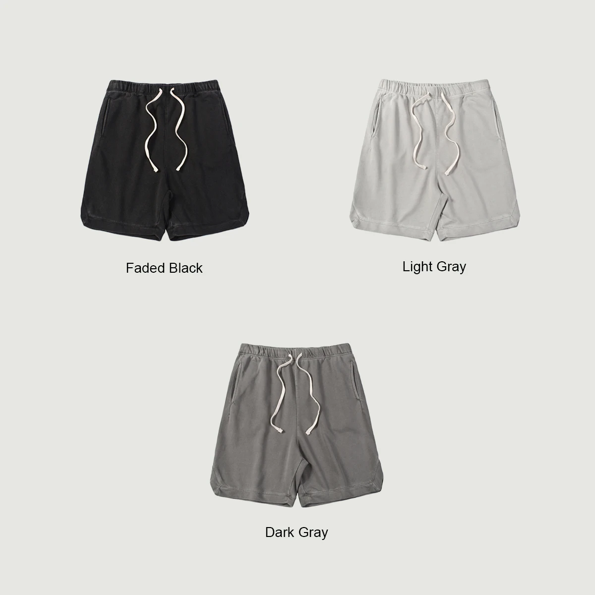 360GSM Unisex Clipped Corner Washed Sweat Shorts-Shorts-Men's clothing ...