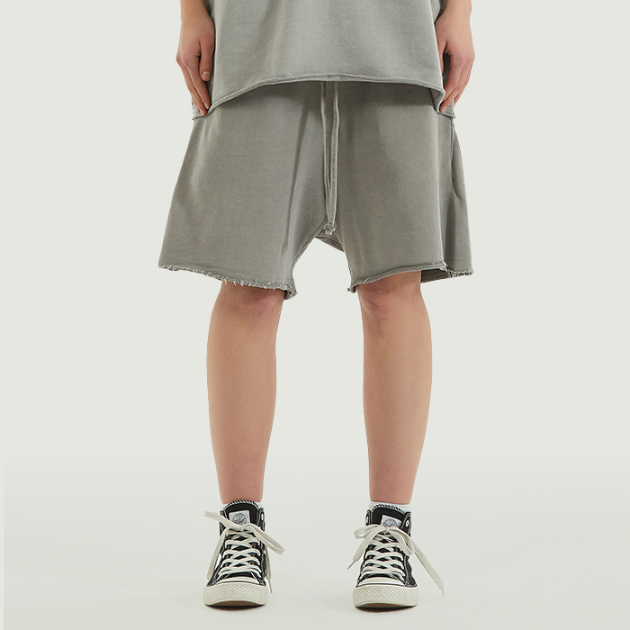 350GSM Unisex Raw Hem Washed Sweat Shorts