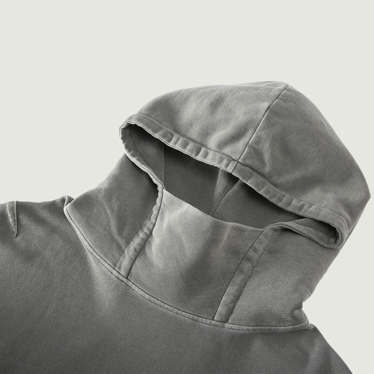 slit design over sweat グレー Unisex Washed Slit Hem Turtleneck Hoodie | PODpartner