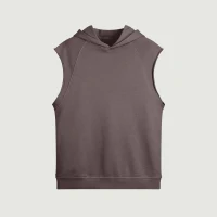 380GSM Unisex Oversized Washed Sleeveless Hoodie - thumbnail image 1