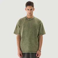 285GSM Unisex Oversized Snow Wash T-shirt - thumbnail image 1