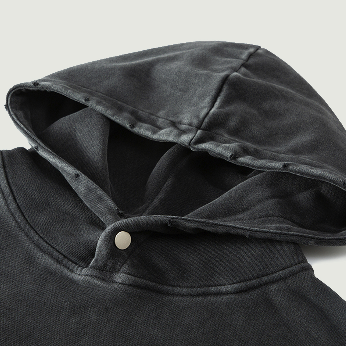 380GSM Unisex Snow Wash Snap Collar Hoodie-Hoodies-Men's clothing