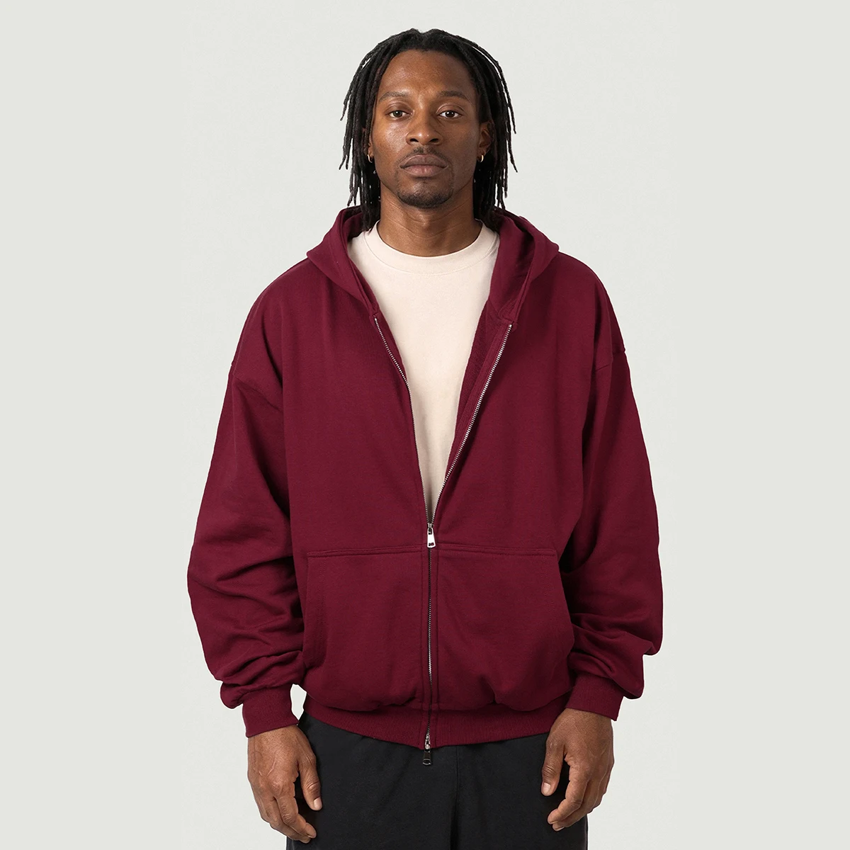 400GSM Unisex Heavyweight Tapered Full-Zip Balloon Hoodie - main image