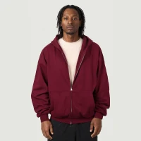 400GSM Unisex Heavyweight Tapered Full-Zip Balloon Hoodie - thumbnail image 1