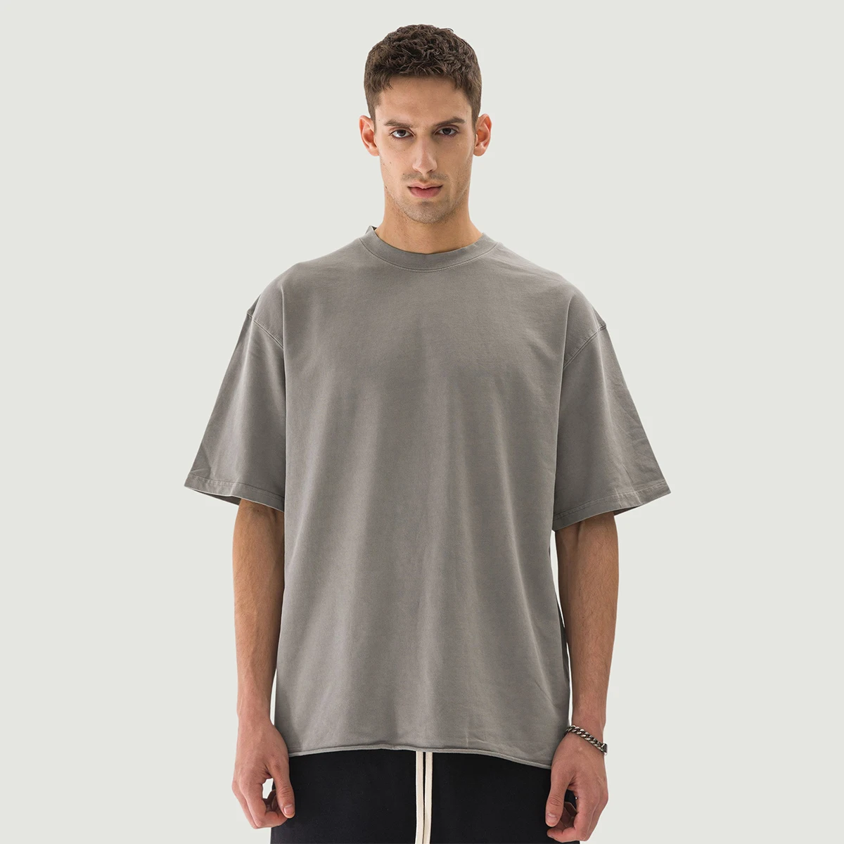 260GSM Unisex Faded Raw Hem T-shirt - main image