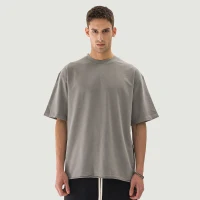260GSM Unisex Faded Raw Hem T-shirt - thumbnail image 1