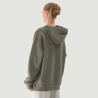 380GSM Unisex Brushed Fleece Drawstring Hoodie - thumbnail image 2