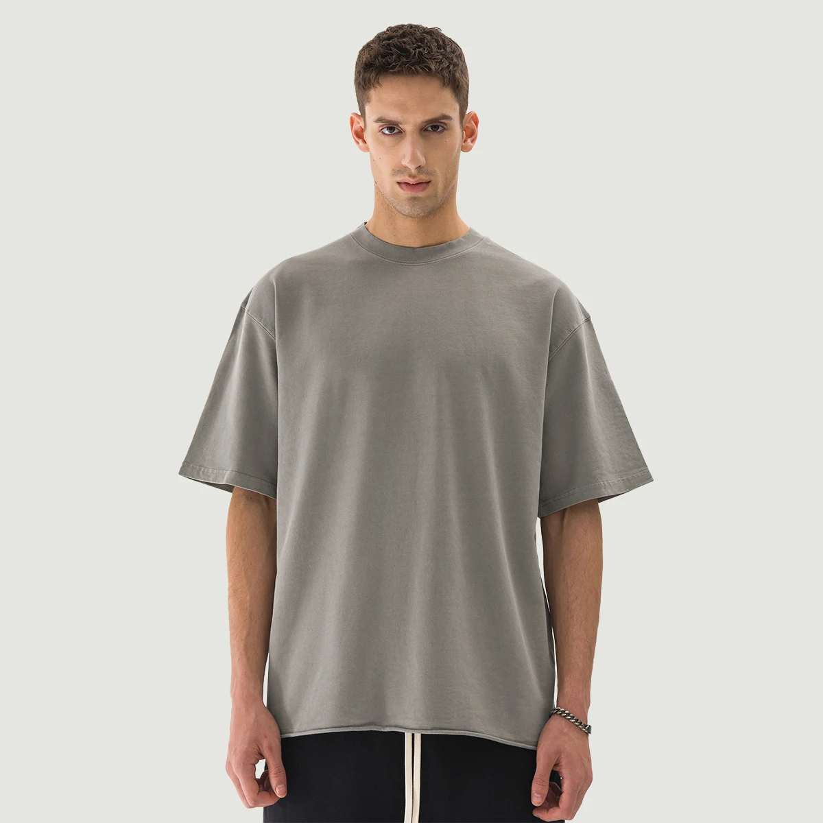 260GSM Unisex Faded Raw Hem T-shirt - main image