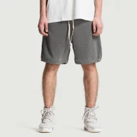 360GSM Unisex Clipped Corner Washed Sweat Shorts - thumbnail image 1