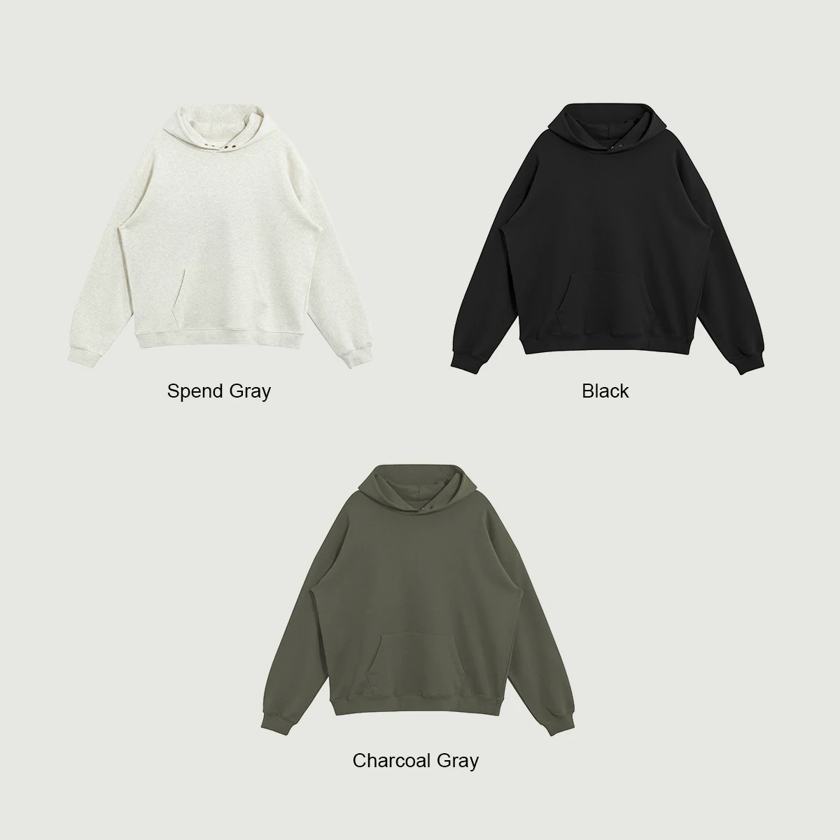 380GSM Unisex Fleece-lined Snap Collar Hoodie - thumbnail image 4