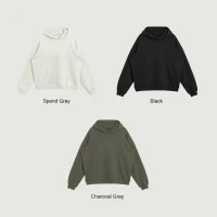 380GSM Unisex Fleece-lined Snap Collar Hoodie - thumbnail image 4