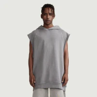 380GSM Unisex Oversized Washed Sleeveless Hoodie - thumbnail image 1