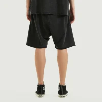 350GSM Unisex Raw Hem Washed Sweat Shorts - thumbnail image 2