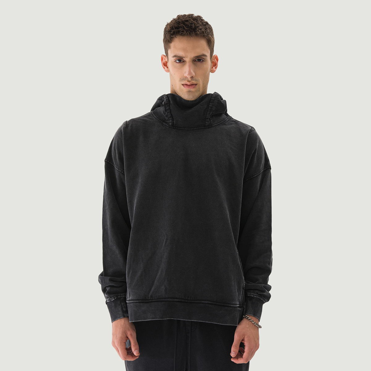 Unisex Washed Slit Hem Turtleneck Hoodie | PODpartner
