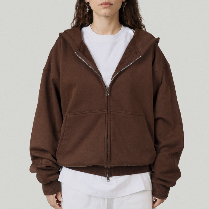 400GSM Unisex Heavyweight Tapered Full-Zip Balloon Hoodie