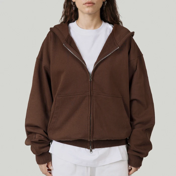 400GSM Unisex Heavyweight Tapered Full-Zip Balloon Hoodie