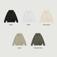 380GSM Unisex Heavyweight Fleece-lined Full-zip Hoodie - thumbnail image 3