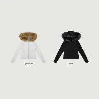 380GSM Women's Faux Fur Trim Full-Zip Hoodie - thumbnail image 3
