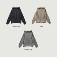 380GSM Unisex Washed Slit Hem Turtleneck Hoodie - thumbnail image 4