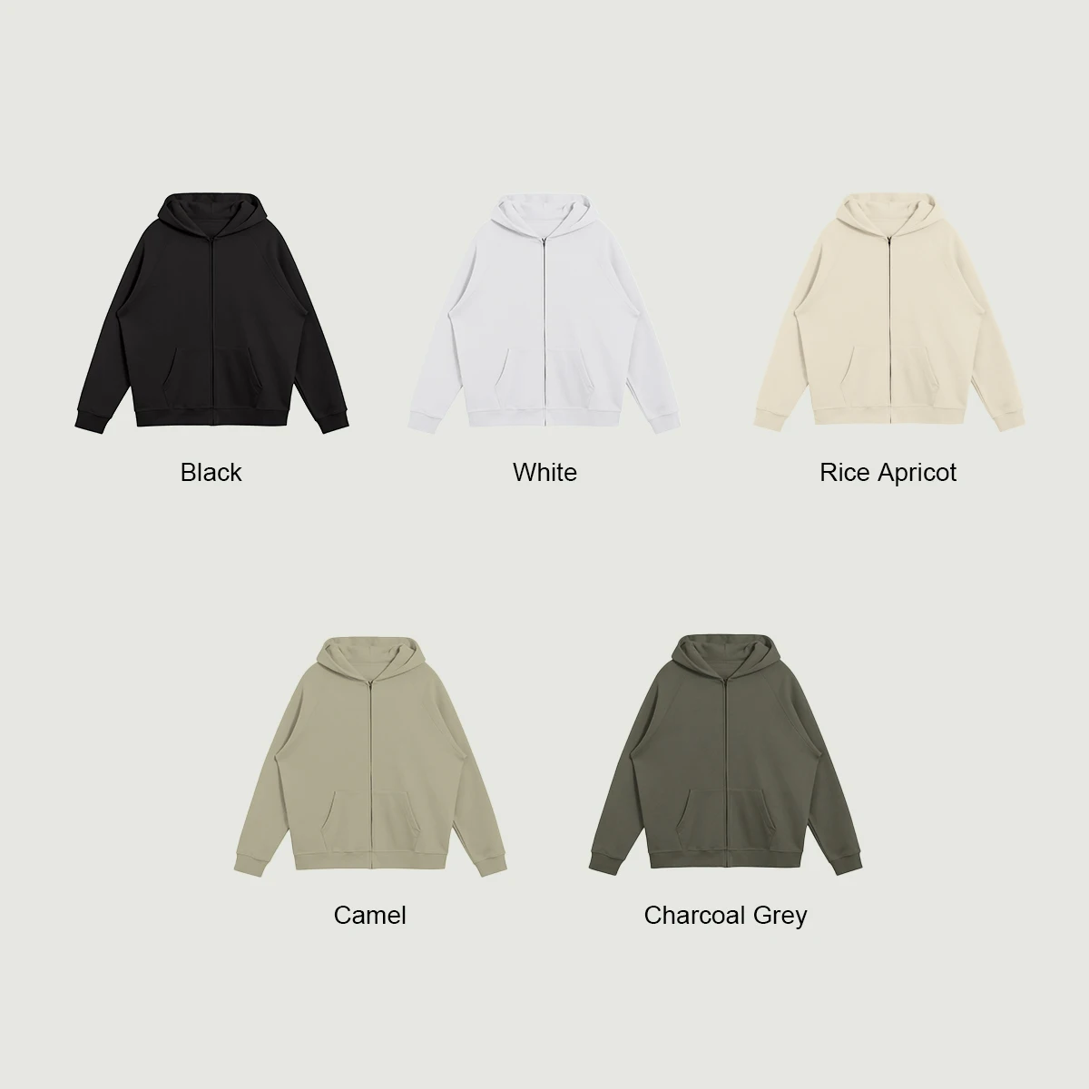 380GSM Unisex Heavyweight Fleece-lined Full-zip Hoodie - thumbnail image 4